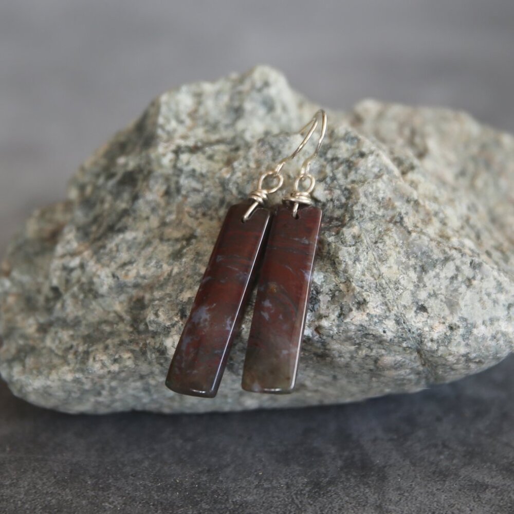 Red Indian Agate with Sterling Earrings